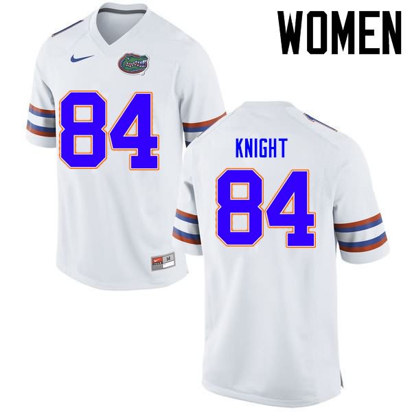 Women's NCAA Florida Gators Camrin Knight #84 Stitched Authentic Nike White College Football Jersey ULB3465WZ